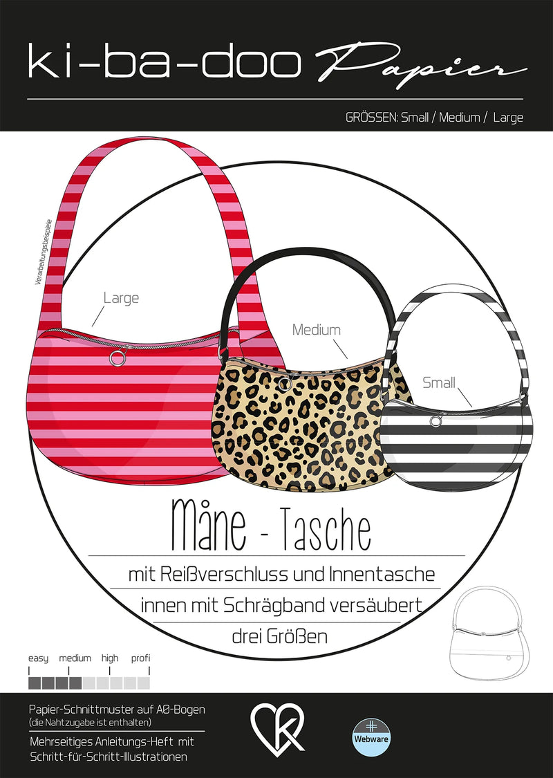 Papierschnittmuster Kibadoo Måne Tasche
