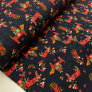 Swafing Holly angerauter Sweat Stoff Weihnachten Dackel blau