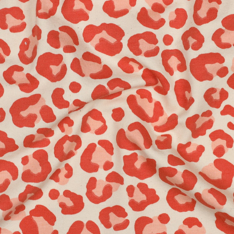 Poppy angerauter Soft Sweat Stoff Leo Muster orange