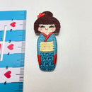 Aufnäher Applikation - Zum Aufbügeln - Kimono Puppe blau