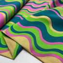 Poppy Stripes Baumwolle Stoff Wellen gold grün