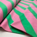 Mies & Moos French Terry Sweat Stoff quergestreift rosa grün