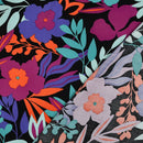 Pommé Viskose Stoff Webware Blumen Muster schwarz