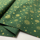 Baumwoll Stoff Weihnachten Sterne grün