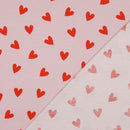 Baumwoll Flanell Stoff Herzen rosa