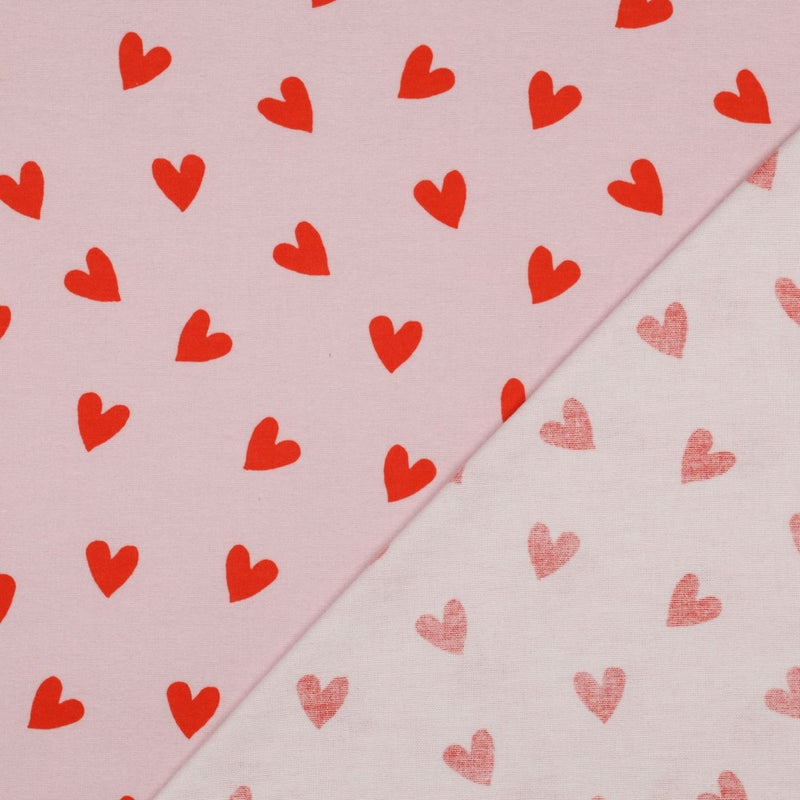 Baumwoll Flanell Stoff Herzen rosa