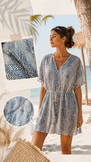 Leichter Bekleidungsstoff Webware Blusenstoff Muster blau
