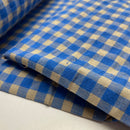 Seersucker Stoff Webware kariert blau beige