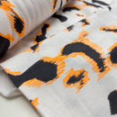 Rippjersey Stoff Leo Muster Animal print weiß