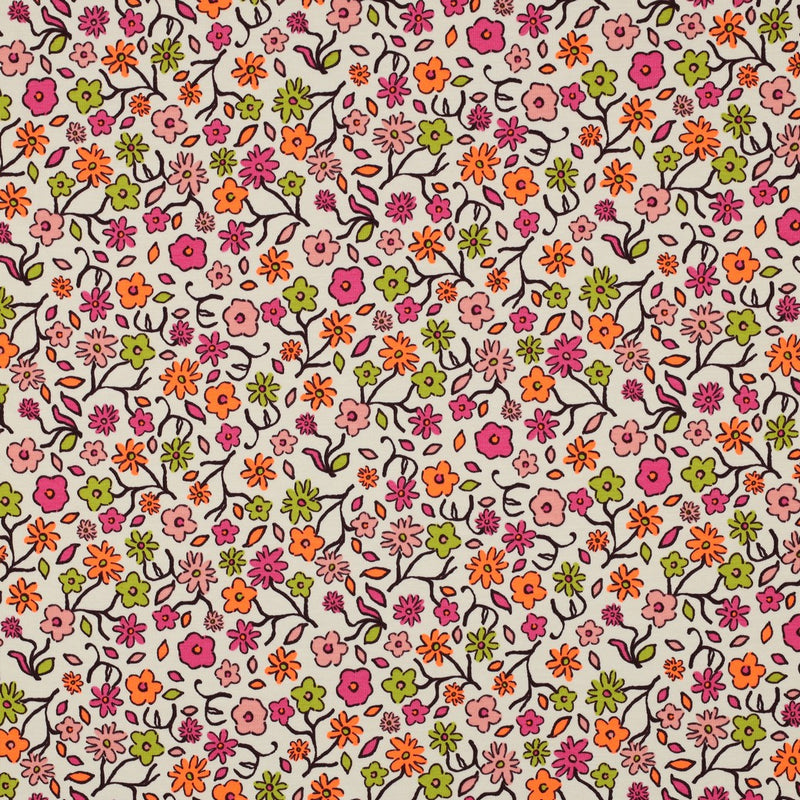 Poppy Jersey Stoff Blumen neon