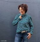 Swafing Emily Jacquard Jersey Stoff Leo Muster petrol