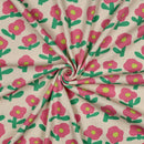 Jennifer  Bouron Rippjersey Stoff Blumen Muster rosa