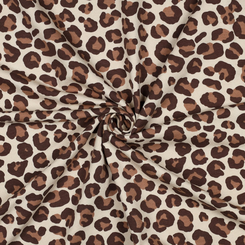 Poppy angerauter Soft Sweat Stoff Leo Muster beige