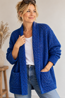 Strukturstoff Bouclé Stoff Jackenstoff royalblau
