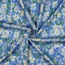 Viskose Stoff mit Stretchanteil Webware Blumen blau