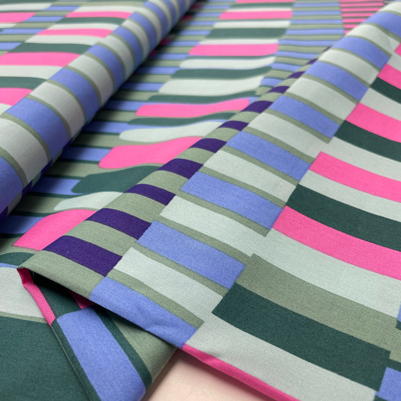 Viskose Baumwoll Stoff Webware Muster grün