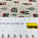 Baumwoll Canvas Stoff Weihnachten Häuser beige