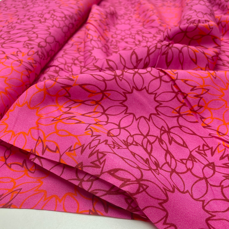 Viskose Stoff Mandala pink