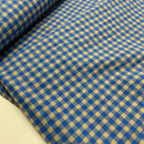 Seersucker Stoff Webware kariert blau beige