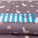 Poppy Ducks and Flowers Jersey Stoff Enten mauve