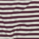 French Terry Sweat Stoff  Streifen Aubergine weiß