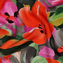 Viskose Ecovero Stoff Webware Blumen orange