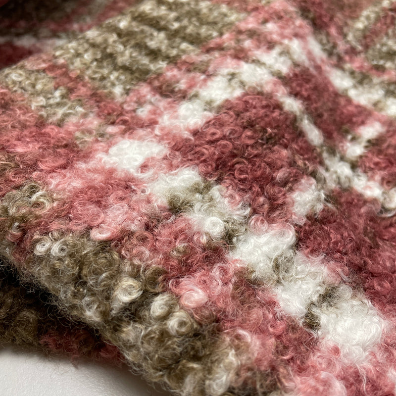 Boucle Stoff Jackenstoff kariert rosa