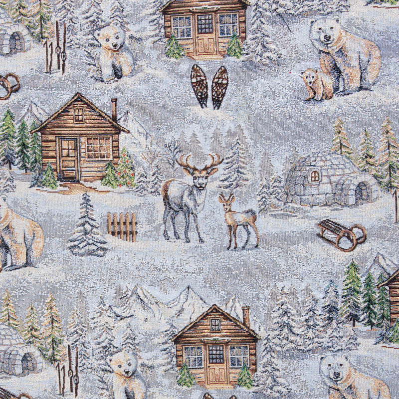 Swafing Sven Gobelin Stoff Wintermotiv grau