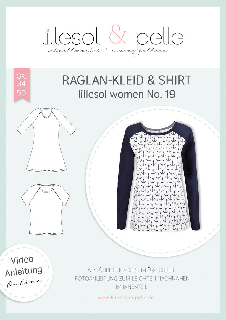 Papierschnittmuster Lillesol & Pelle No. 19 Raglan Kleid & Shirt
