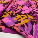 Pommé Viskose Stoff Webware Blumen Muster schwarz aubergine