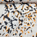 Rippjersey Stoff Leo Muster Animal print weiß