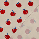 Poppy Jersey Stoff Äpfel Natur offwhite