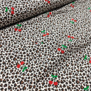 Jersey Stoff Leo Muster Kirsche Animal Print braun
