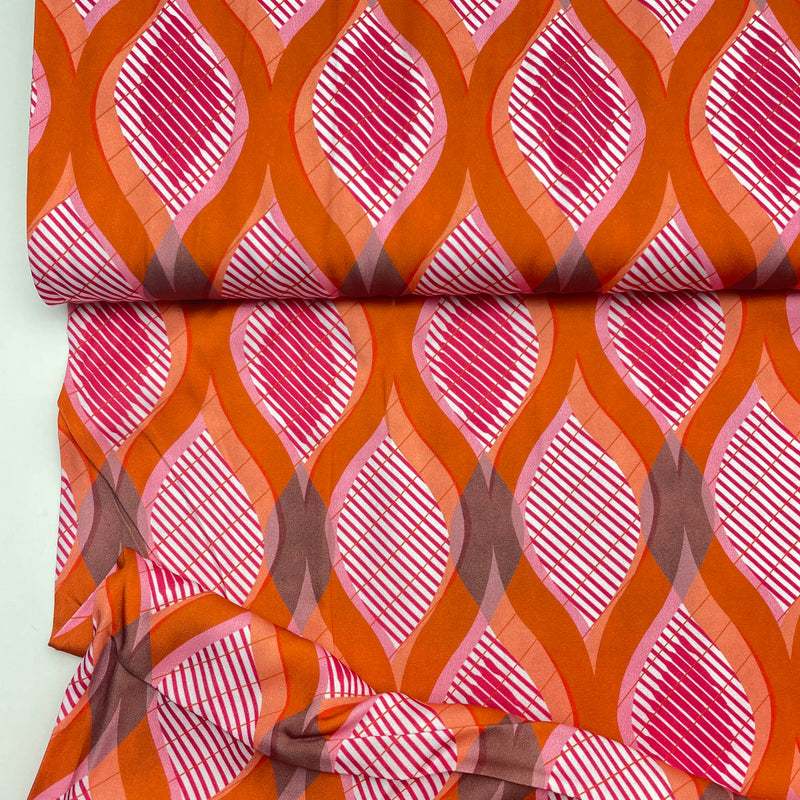 Viskose Stoff Webware Muster orange
