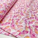 Swafing Theo Jersey Stoff Blumen rosa gelb