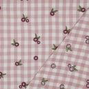 Musselin Stoff Double Gauze Stickerei Blumen kariert rosa