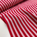 Viskose Webware Stoff Streifen weiß rot