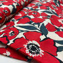 Cotton Satin Baumwolle Blumen offwhite rot