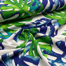 Jersey Stoff Blätter Muster weiß