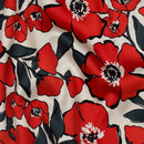 Cotton Satin Baumwolle Blumen offwhite rot
