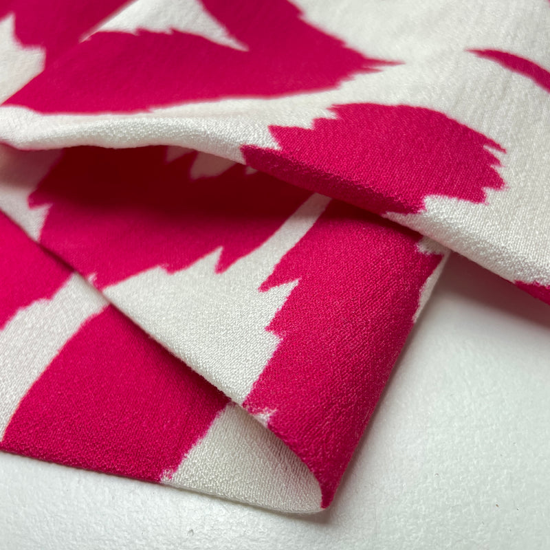 Viskose Crinkle Stoff Webware Muster pink