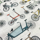 Westfalenstoffe Fahrrad Stoff Baumwolle Fahrräder weiß