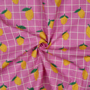 Poppy Design Beschichtete Baumwolle Stoff kariert Zitronen rosa