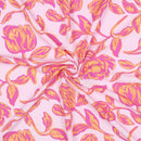 Viskose Stoff Blumen rosa orange