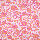 Viskose Stoff Blumen rosa orange