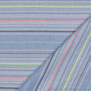 Baumwolle Stoff garngefärbt Streifen neon blau