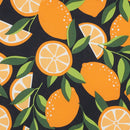 Poppy Design Beschichtete Baumwolle Stoff Orangen blau