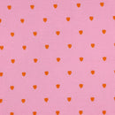 Musselin Stoff Double Gauze Stickerei Herzen rosa neon orange