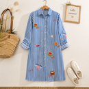 Ilja Summer Poplin Baumwolle Stoff Streifen blau