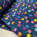 Jersey Stoff Kirschen blau bunt